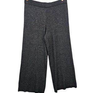 Vila Milano Womens Plus Size 1X Black Silver Metallic Wide Leg Sweater Pants NWT